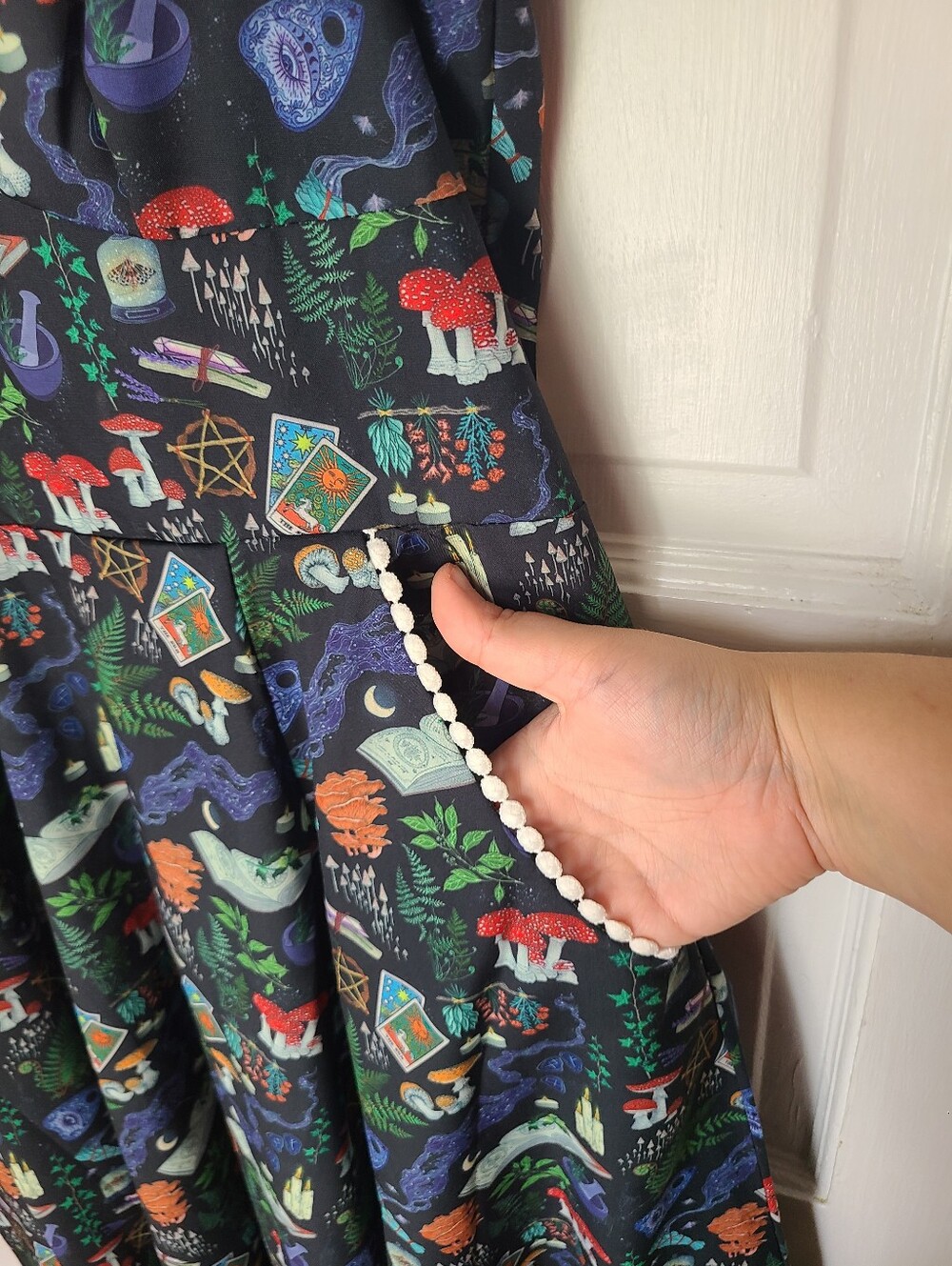 NWT XL Spellbinding Print Swing Dress Unique Vintage Apothocary Witchy Halloween - Picture 6 of 10